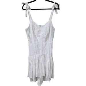 VENUS White Eyelet High Low Tie Shoulder Strap Boho Summer Dress Womens 8 NWT